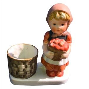 Goebel Hummel Candle Holder Girl with Apple Basket